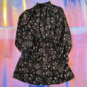 Black floral sheer dress